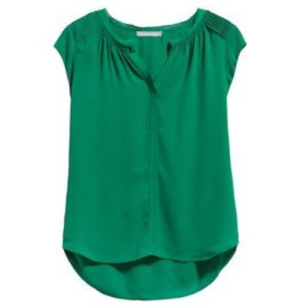Daniel Rainn Bernal Split Neck Blouse in Emerald Green